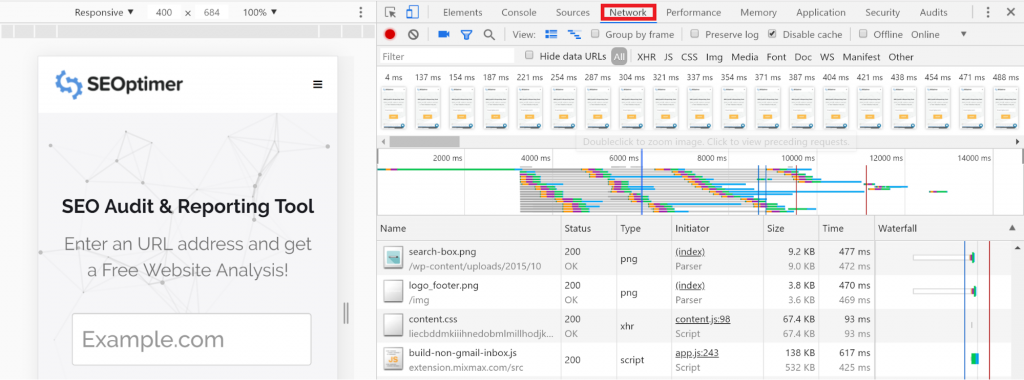 ページの読み込み時間をチェックするseoptimerツール